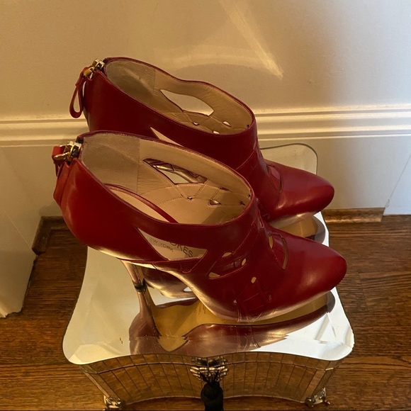 Coye Nokes Red Leather Booties Size 37 - Picture 2 of 5